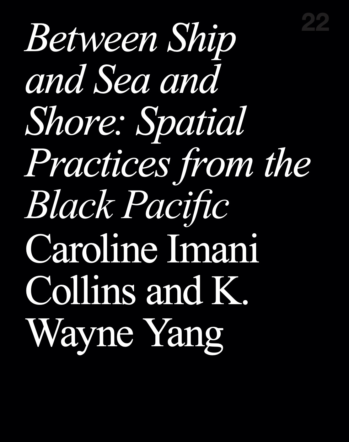 Cover page of Collin's publication "Between Ship and Sea and Shore."